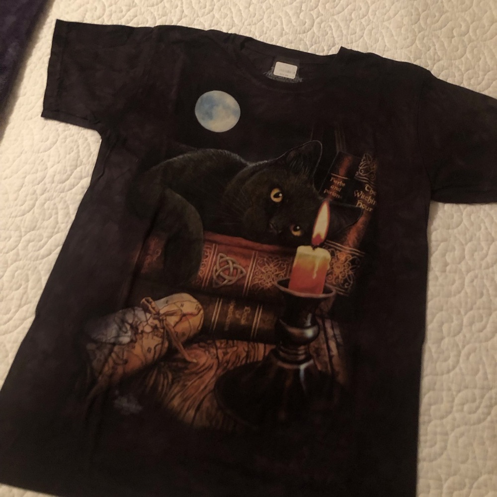 The Mountain Black Cat and Candle Short Sleeve Tee
